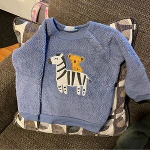 24 MO zebra and koala fleece sweatshirt in blue
